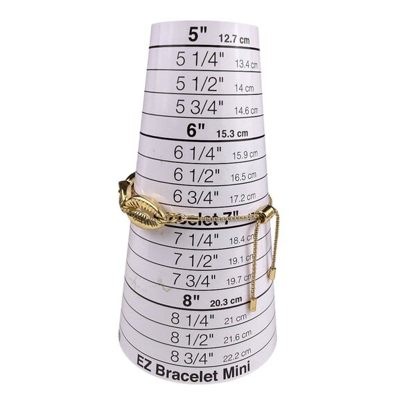 J.Crew Womens Gold Tone Adjustable Cowrie Shell Bracelet Lightweight Metal Links - Picture 4 of 4